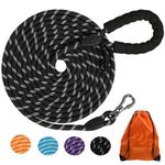 Extra Long Dog Leash for Dog Training 100FT Black, Reflective Dog Leash with Lockable Hook, Heavy Duty Dog Lead for Large Medium Small Dogs Outside Walking, Playing, Camping, or Yard