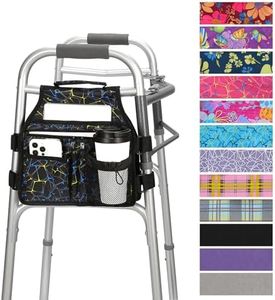 supregear Side Walker Bag, Walker Accessories Bag w/Cup Holder, Folding Walker Basket Waterproof Walker Organizer Caddy Pouch for Most Walker with Side Bar for Seniors, Elderly, Double Sided