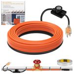 Heat Tape for Water Pipes with Thermostat 9FT, Self-Regulating Heating Cable Freeze Protection Water Pipe Heating Cable for Metal and Plastic Pipes 120V 5W/FT