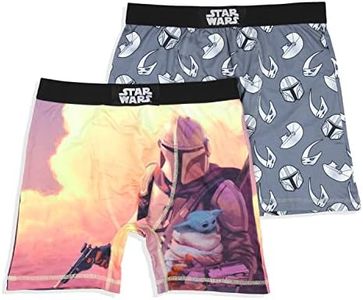 Star Wars Mens' The Mandalorian 2 Pack Underwear Briefs Boxershorts (Small) Grey