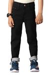 ADBUCKS Boys Jeans Stretchable Denim Fabric Regular Fit Button with Fly Zip Black