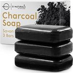 O Naturals Moisturizing Soap Bars - Natural Soap Bar - Body Soap Bars, Face Soap & Hand Soap - Shower Soap, Body Wash Bar - Deep Cleanse Bar Soap for Skin (3 pieces, Charcoal Black Soap)