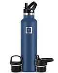 IRON °FLASK Sports Water Bottle - 710 ml, 3 Lids (Straw Lid), Vacuum Insulated Stainless Steel, Hot Cold, Double Walled, Thermo Mug, Standard Metal Canteen (Twilight Blue)