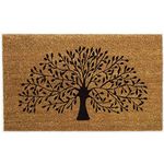 Black Ginger Cast & Home Coir Door Mat | 75 x 45 cm | Mulberry Tree of Life Design | Non-Slip Backing, Sustainable, Indoor/Outdoor