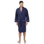 Rangoli Sunshine 100% Cotton Bathrobes For Men - Navy Blue | 500 GSM Ultra-soft & Lightweight Bath Robe With Rope | Highly Absorbent Luxurious Bath Gown Robe For Man | After Bath Robe - Free Size