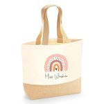 Personalised Teacher Bag with Name and Rainbow Design, Custom Teacher Tote Bag, Best Teacher Gift, Teaching Assistant Present, Teacher Stuff Bag, Teacher Thank You Gift, Jute Hessian Shoulder Bag