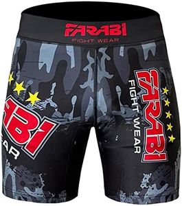 Farabi Sports MMA Short Vale tudo Pantalones Cortos de compresión Grappling Fight Training Match Compression Tight (Camo/Grey, L)