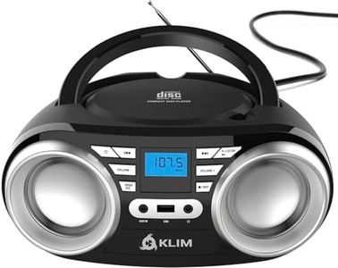 KLIM B3 Portable CD Player Boombox with FM Radio, Bluetooth, USB, AUX, and FM Radio – Cd Players for Home – Dual Speakers, EQ Sound Effects, 20 Preset Stations, Compact and Lightweight