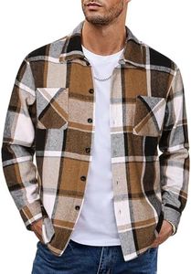 COOFANDY Plaid Flannel for Men Casual Fall Jackets Lightweight Long Sleeve Fleece Shacket