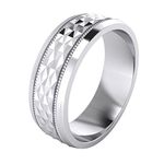 Heavy Sterling Silver 7mm Mens Wedding Band Diamond Cut Sparkle Patterned Ring Comfort Fit Polished (M)