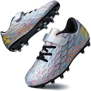 Hanani Boys Girls Soccer Cleats for Kids Cleat Football Training Grey
