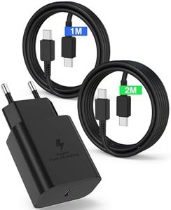 45W Cargador Carga Rapida 2M+1M, Cargador USB C con Cable Tipo C,Enchufe Tipo C para Samsung Galaxy S24/S23/S22/S21 Ultra/S20/S20 +/Note 20/10/A73/A53/A52/s10/s9