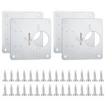 amiciTools Stainless Steel (SS202) Hinge Repair Plate with Mounting Screws for Furniture, Shelves, Cabinet Protection (4-Pcs)