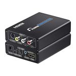 SUNNATCH RCA Svideo to HDMI Converter with RCA + S-Video Cables, RCA Composite CVBS AV or Svideo + R/L Audio Input to HDMI Output Upscale Converter