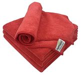 SOFTSPUN Microfiber Cloth - 4 pcs - 40x40 cms - 340 GSM Red - Thick Lint & Streak-Free Multipurpose Cloths - Automotive Microfibre Towels for Car Bike Cleaning Polishing Washing & Detailing…