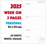 Orgnizme 2025 Diary Refill Personal Size, Week on Two Pages, Compatible with Filofax Personal Organiser, 95 x 171mm