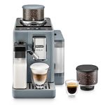 De'Longhi Rivelia EXAM440.55.G, Fully Automatic Coffee Machine with LatteCrema Hot, Automatic Milk Frother, Compact Size Bean to Cup Coffee Machine, 16 Recipes, Full Touch Colored Display, Pebble Grey