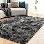 OMERAI Large Rug Living Room Rug Tie Dye Anti Slip Rug Fluffy Rugs Faux Fur Rug Velvet Thick Rug Plush Shaggy Area Rugs Modern Floor Mat for Bedroom Home Decor (Dark Grey, 150 * 240cm)