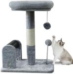 Pet Zzz Cat Tree Tower for Cats Acitvity Center with Cat Scratching Posts & Cozy Cat Bed Platform, and Plush Pom-pom for Kitty (Grey)