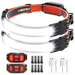 Rechargeable Headlamp,1000 Lumen 230°Wide-Beam Headlamp with Back Red Light(Individual Control), 3 Modes Lampe Frontale, Lightweight Head Lamp for Fishing, Running, Hardhat Headlight