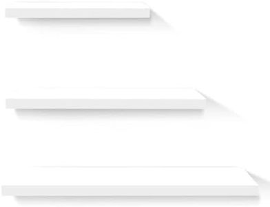 Artiss Floating Wall Shelf, Set of 3 Shelves Corner Bookshelf Storage Display Rack Decor Bathroom Organiser, Wall-Mounted DIY Sturdy Metal Frame White