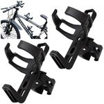 2 Pack Bike Water Bottle Holder No Screws, Universal Bicycle Water Bottle Bracket, 360 Degree Rotatable Bike Water Bottle Cage for Bicycle, Road MTB Cycling, Stroller, Walker, Wheelchair (Black)