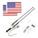 KEMIMOTO 2pc 3ft Spiral Whip Lights for Side by Side, Smart Phone Control LED Whip Lights for UTV ATV Buggy Boat Jeep Offroad, Whip LED Antenna Compatible with Polaris RZR Can-Am Maverick X3 Sportsman