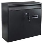 Piowio Outdoor Wall-Mounted Lockable Post Letter Mail Box with Viewing Window (36 * 10 * 32cm Black)