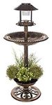 FiNeWaY BRONZE GARDEN ORNAMENTAL BIRD FEEDER BATH HOTEL FEEDING TABLE STATION PLANTER WITH SOLAR LIGHT