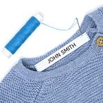 100 custom labels to sew on clothes. Personalized 100% COTTON fabric labels. Name tags on white fabric to sew on garments for nurseries, schools, kindergarten and residences.