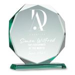 EIO Gifts Personalised 12cm Octagonal Jade Glass Trophy/Award – Perfect for Any Sport, Employees, School Special Ceremonies or Appreciation - Custom Engraved With Your Own Text.