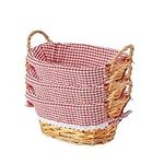 3PCS Oval Traditional Wicker Bread Basket with Handles Red Gingham Liner Kitchen Storage Basket Trade Countertop Basket Gift Basket