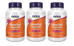 NOW Foods Inositol, 100 Capsules / 500mg (Pack of 3)