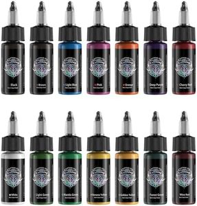 Tuffking Tattoo Ink Set 1/2 oz Pigment Tatoo Ink Professional Tattoo Ink Color Set 14 Colors(14 Colors 15ml)