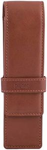DiLoro Leather Double Pen Case Pencil Pouch Holder for Two Fountain Pens Ballpoint Rollerball and Pencils (Bugatti Tan)