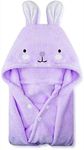 ROMASA Toddler Hooded Bath Towel Ultra Soft Towel Highly Absorbent Bathrobe Blanket for Boys Girls- 27.5" x 55" (Purple)