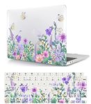 Laptop Shell Case Compatible with Macbook Pro 13 inch Case 2015 2014 2013 2012 Release A1425 A1502 with Retina Display, Smooth Plastic Hard Shell Laptop Cover & Keyboard Cover -Butterfly and flower