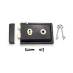 Infinity Decor Epoxy Black Fluted Rim Lock Set – Traditional Gate Locks for Wooden Garden Gates and External Doors