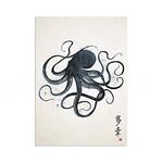 Strand Clothing Japanese Octopus Calligraphy Art Print Poster - Woodblock Ukiyo-e Wall Art (A3 Unframed)