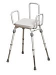 NRS Healthcare Compact Easy Perching Stool Vinyl M48477 - Modular with Arms and Backrest
