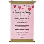 Indigifts Valentine Gift for Boyfriend I Love You Printed Pink Scroll Card 17x9.5 Inches - Best Gift for Boyfriend, Birthday Gift for Girlfriend, Gifts for Him/Her/Wife/Husband, Love Card