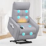 sisolos Recliner Armchair Rise and Recliner Chair for Elders, Power Lift Chairs with Massage & Heat, Extended Footrest, Electric Recliner Sofa Reclining Chair For Living Room with Dual Remote Controls