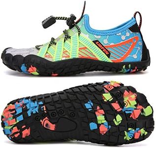 UBFEN Water Shoes for Kids Boys Girls Aqua Socks Barefoot Beach Sports Swim Pool Quick Dry Lightweight Toddler Little Big Kid C Grey Green 9 Toddler