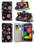 London Gadget Store New Printed Wallet Case Cover Creative Fresh Pattern Design with Integrated Stand for Samsung Galaxy Ace 4 SM-G357FZ - Black Floral