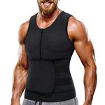 Nebility Neoprene Sauna Suit for Men Waist Trainer Vest Zipper Body Shaper with Adjustable Tank Top (L, Black)