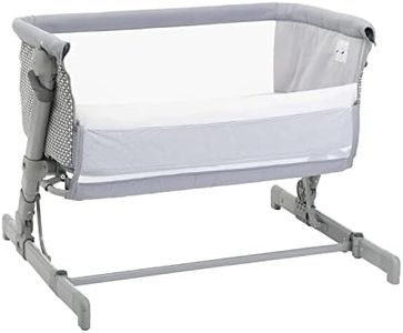 Chicco Next2Me Go Culla Neonato Fianco Letto, Compatibile con Diversi Letti, Altezza Regolabile, Buona Circolazione dell'Aria, lettino da viaggio, pieghevole, Grigio chiaro
