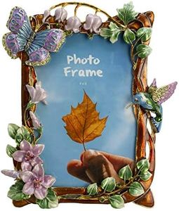 Tricune Floral Picture Frame 4x6, Vintage Photo Frame Made of Metal and High Definition Glass for Table Top Display, Home Decor, Retro Photo Frame