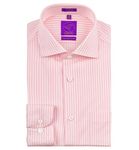 LIMPKIN Estonia- Lemonade Pink & White Stripe Premium Slim Fit Shirt | Pure Egyptian Giza Cotton | Italian Elegance | Formal Full Sleeve Shirts with Pocket