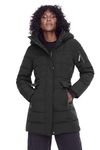 Alpine North Women’s Vegan Down Mid-Length Parka - Insulated, Water-Repellent Winter Coat with Hood, Jacket For Women (Black, X-Large)