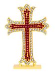 Relicon Christian Jesus Christ Cross Idol | Holy Cross Idol | Red Cross Idol (R-92) Red Metal Statue for Car Dashboard | Home Decor | Office Table Showpiece (L*B*H-6.3 x 0.5 x 9.2 Cm)